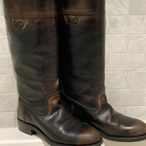 Frye Below The Knee Distressed Leather Boots - image 1